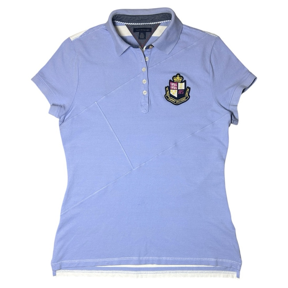 Tommy Hilfiger Women’s Light Blue Crest Polo Shirt – Size‎ Large